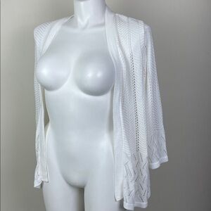 Notations Woman Open Front Cardigan White Knit